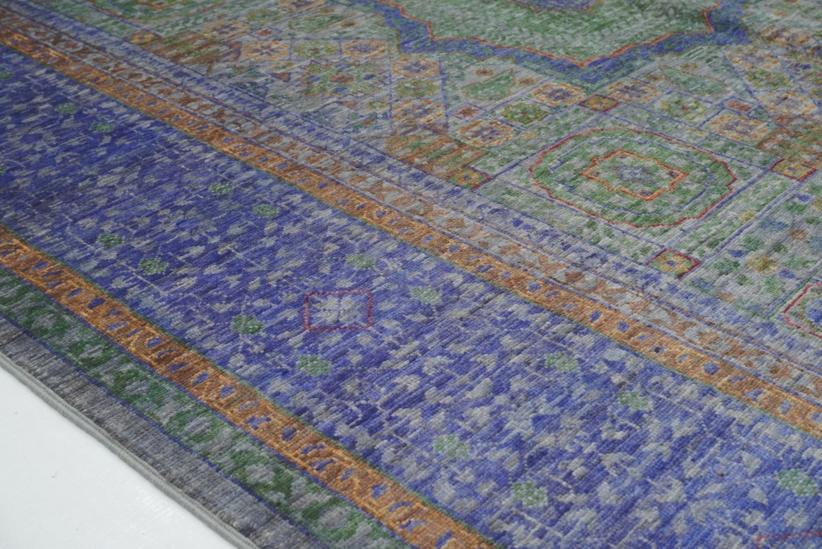 5×7 ft Blue Mamluk Afghan Hand Knotted Wool Medallion Rug