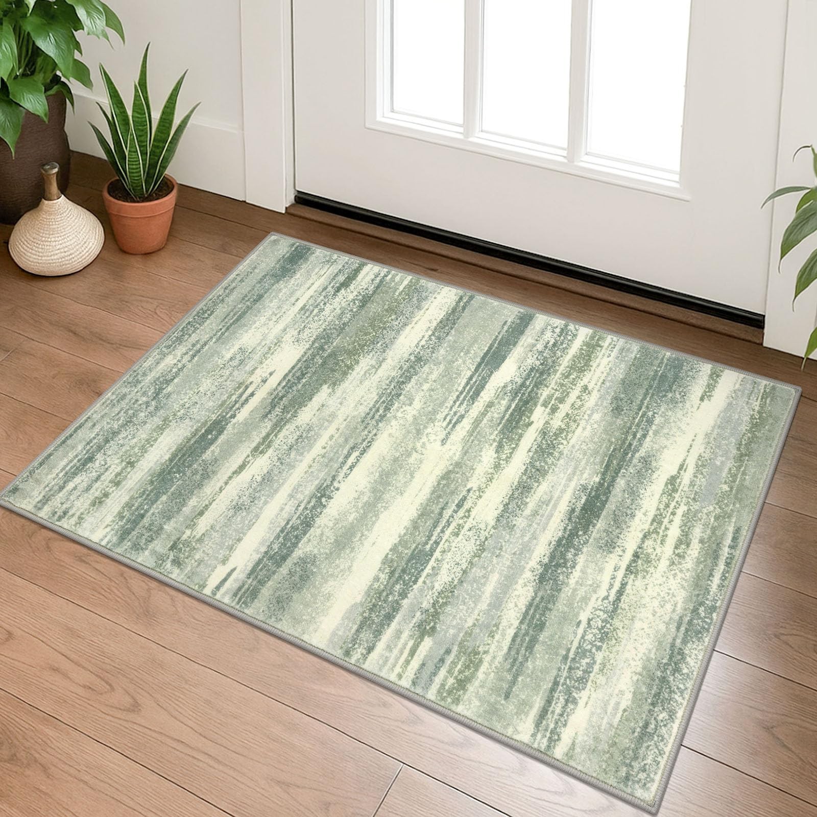 Modern Abstract Entryway Rug Indoor 2×3 Washable Rug Non-Slip Soft Small Area…