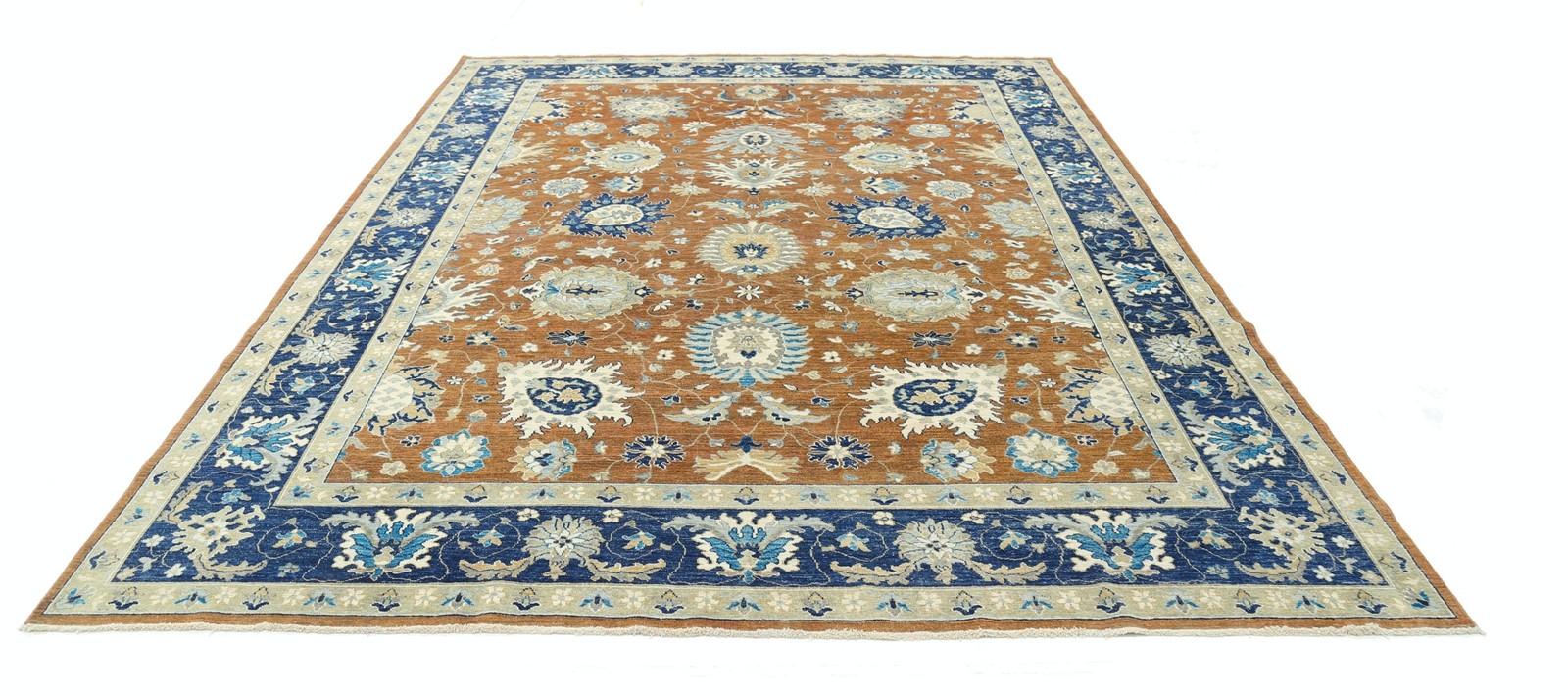 8.7×11.5 ft Handmade Large Area Rug for Living Room Decor. Floral Design Carpet
