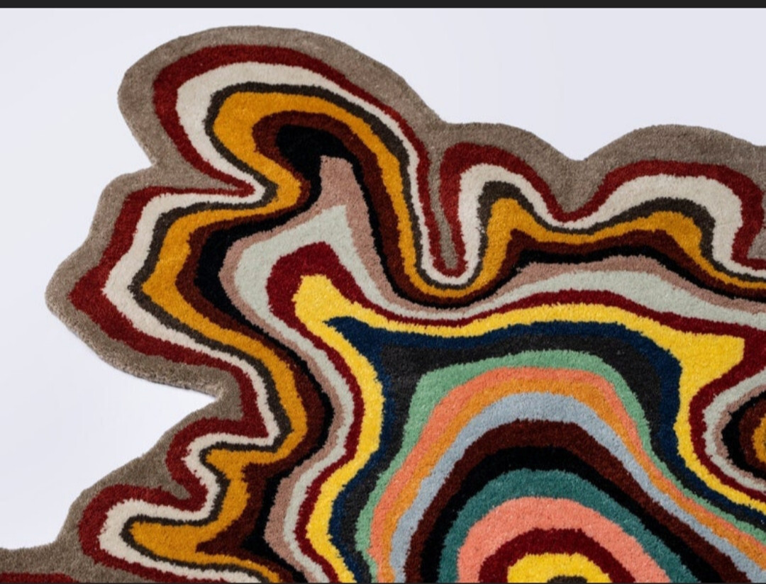 Irregular Shaped Rug Illusion Pattern Hand-tufted 100% Wool Area Rug For Bedroom