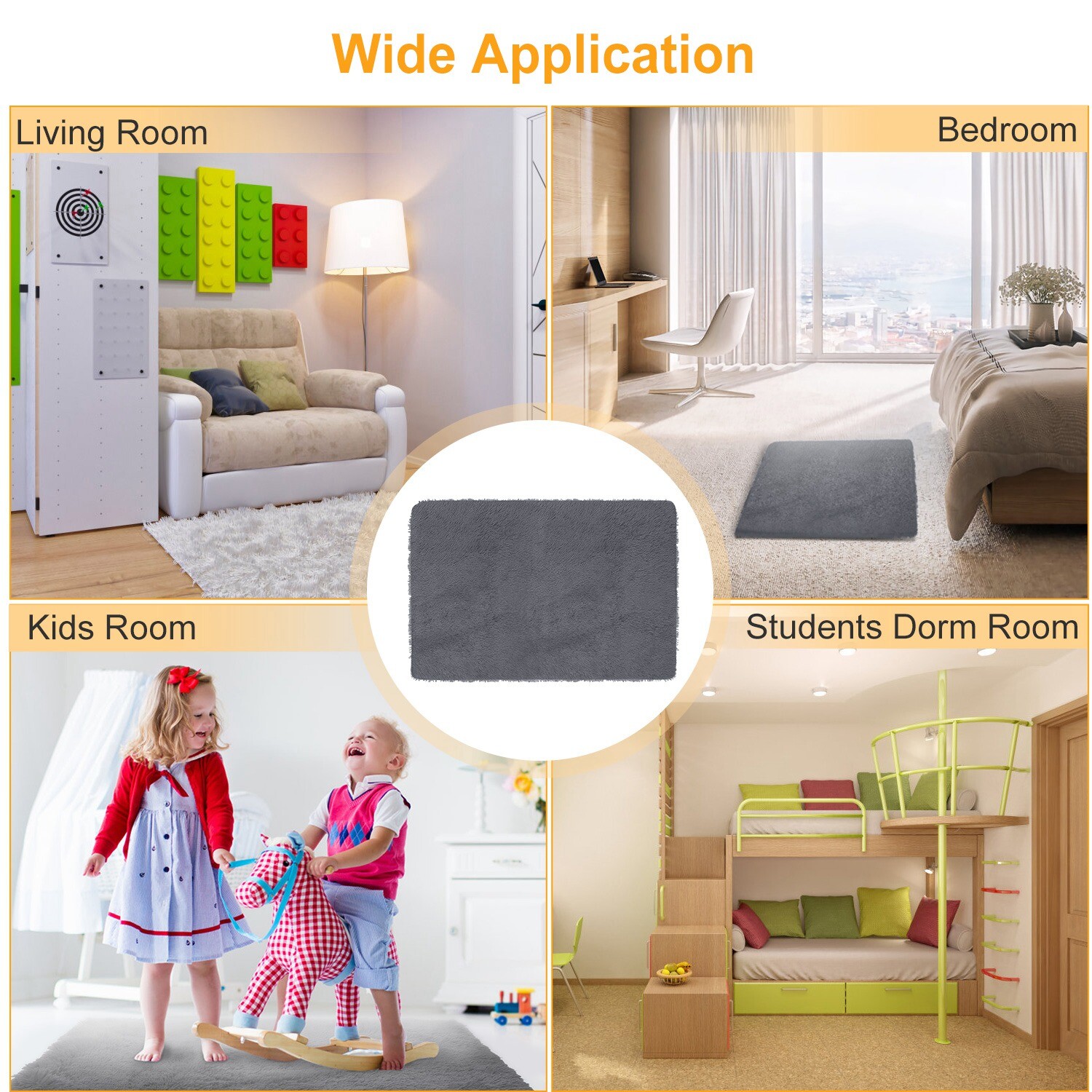Anti-Skid Fluffy Shaggy Rugs Area Rug Living Room Bedroom Floor Carpet Warm Mat