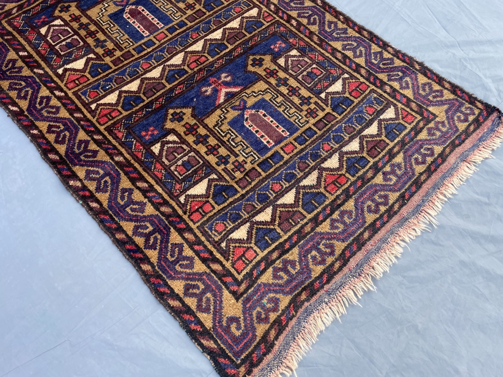 2×4 Architectural Baluchi Wool Rug with Pictorial Building Motifs N Tribal
