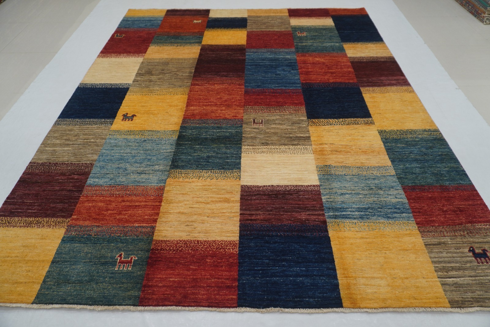 8×10 ft Multicolor Gabbeh Tribal Afghan Hand Knotted Rug