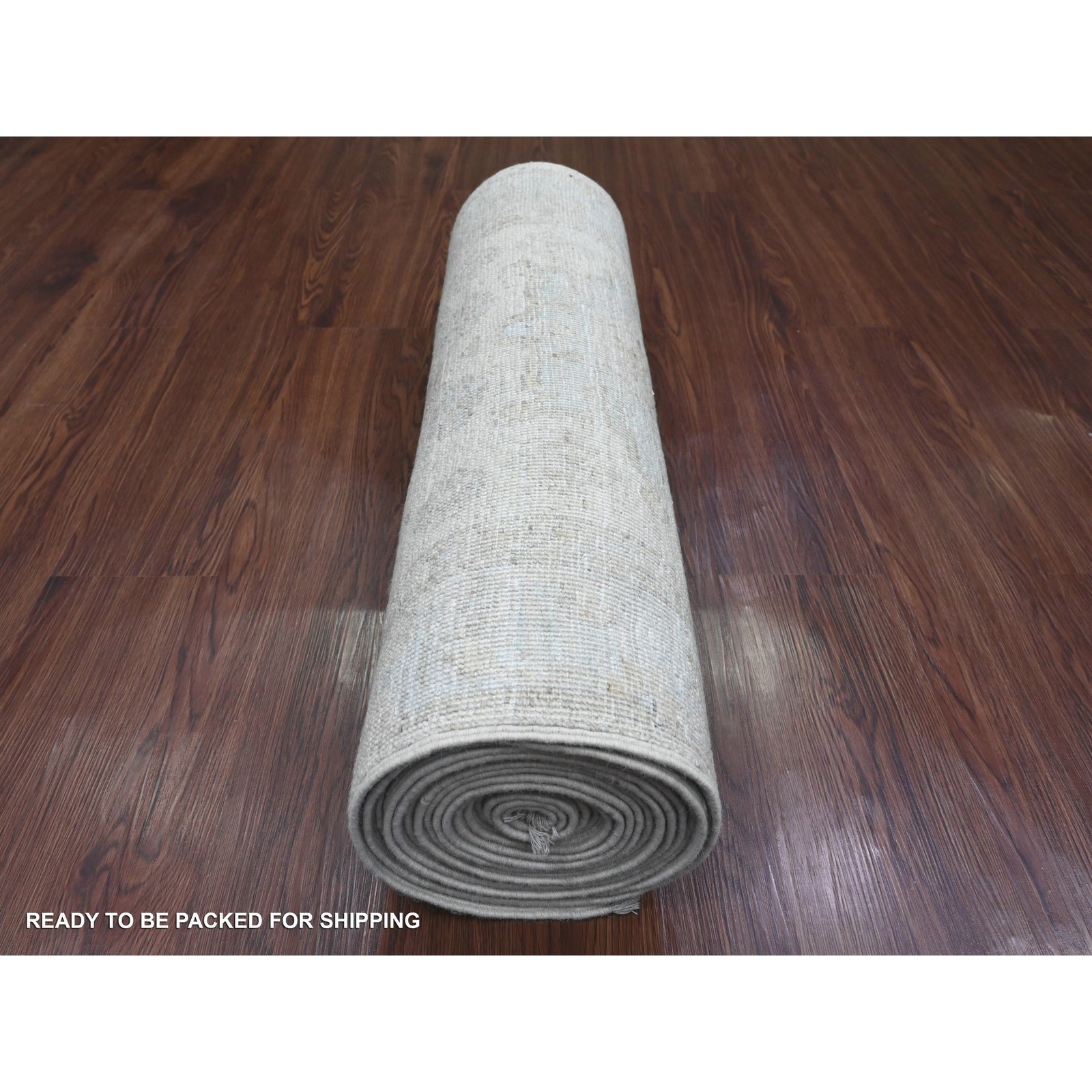 2’7″x18’9″ White Wash Peshawar Leaf Design Hand Knotted Wool Runner Rug R20690