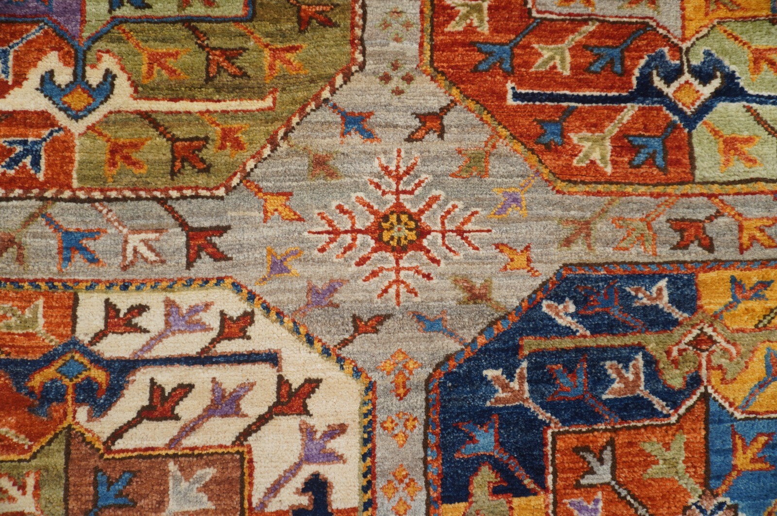 5 x 7 ft Gray Ersari Afghan Hand Knotted Wool Geometric Tribal Area Rug