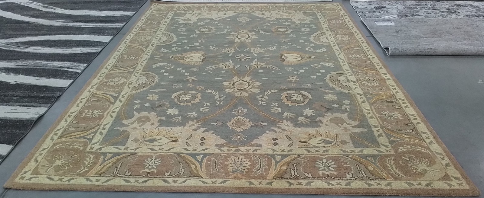 TEAL / CAMEL 9′-0″ x 12′-0″ Broken Thread Rug, Reduced Price 1172797791 AN558D-9