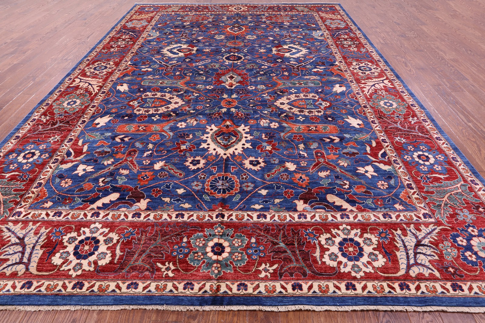 Blue 9′ 11″ X 13′ 11″ Heriz Serapi Handmade Rug – Q22817