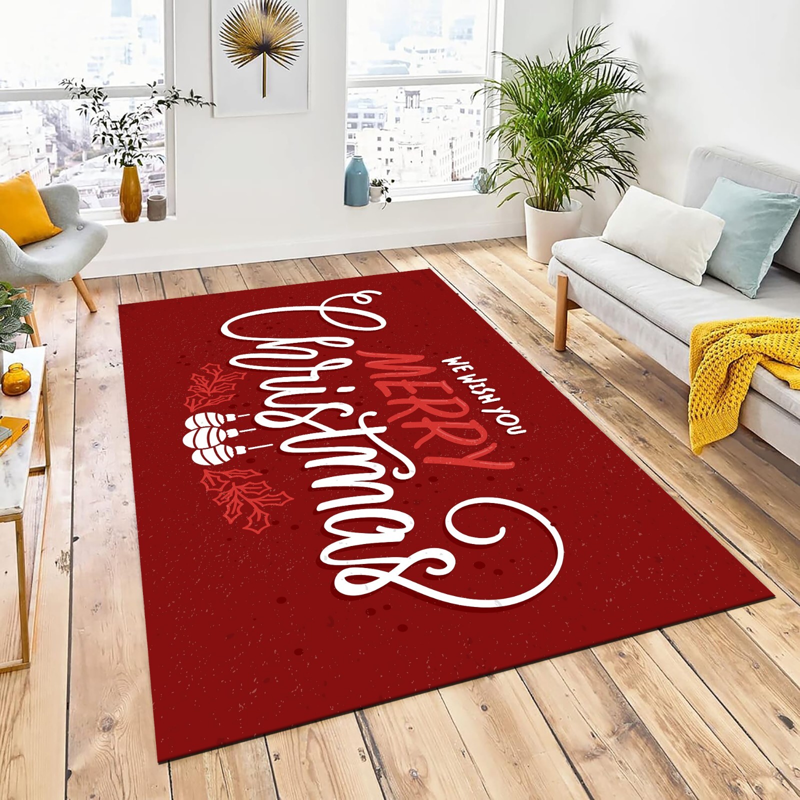 Merry Christmas Rug, Christmas Decor, New Year Gift Rug, Noel Gift Rug, Decor