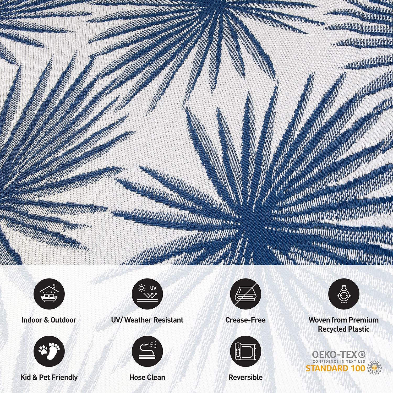 Rugshop Outdoor Rug 5×7 Floral Tropical Reversible Plastic Outdoor Patio Carpet