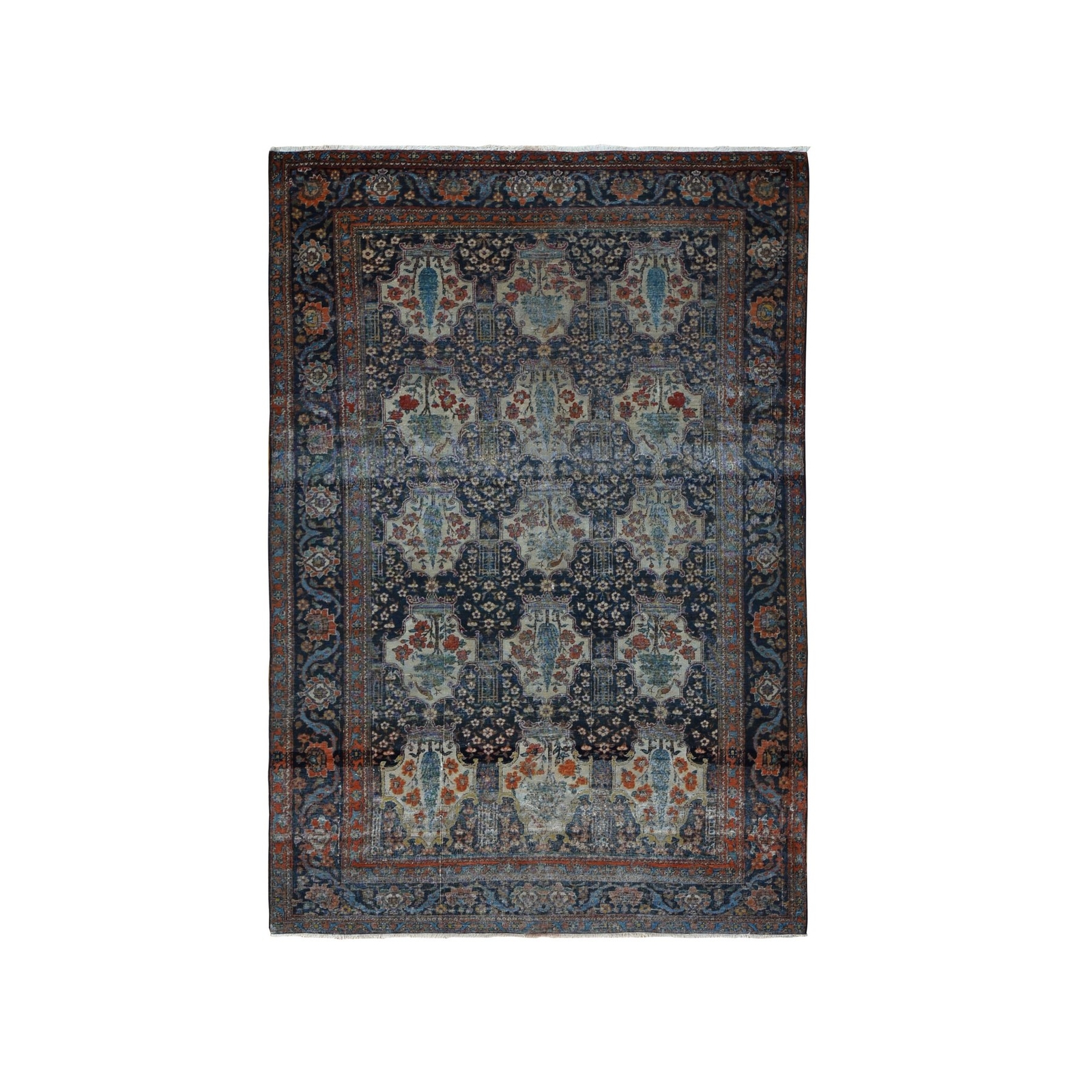 4’1″x6’4″ Midnight Blue Antique Zoroastrian Pure Wool Hand Knotted Rug R78073