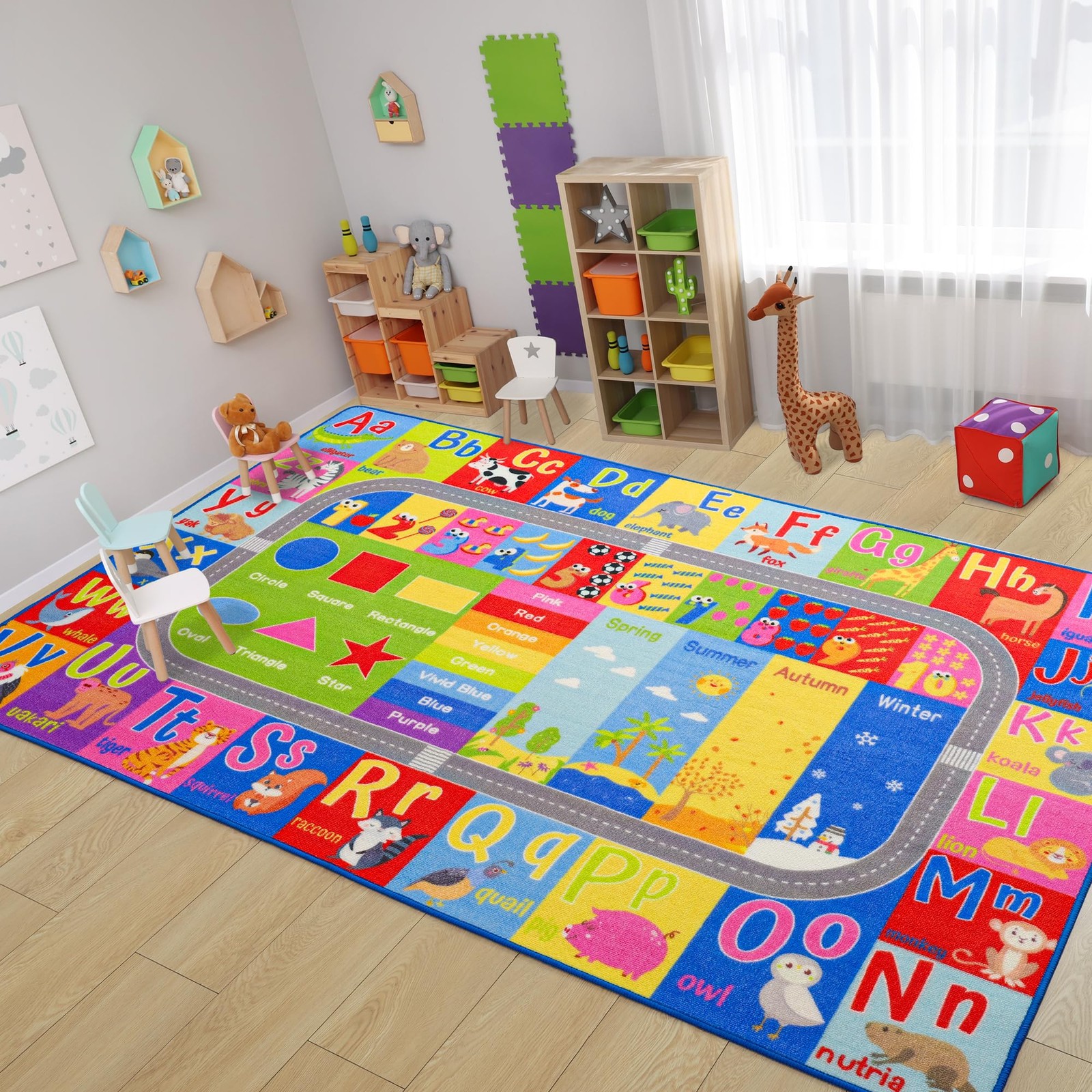Flagover Kids Rug for Playroom Classroom, ABC Alphabet Numbers Play Toddlers …