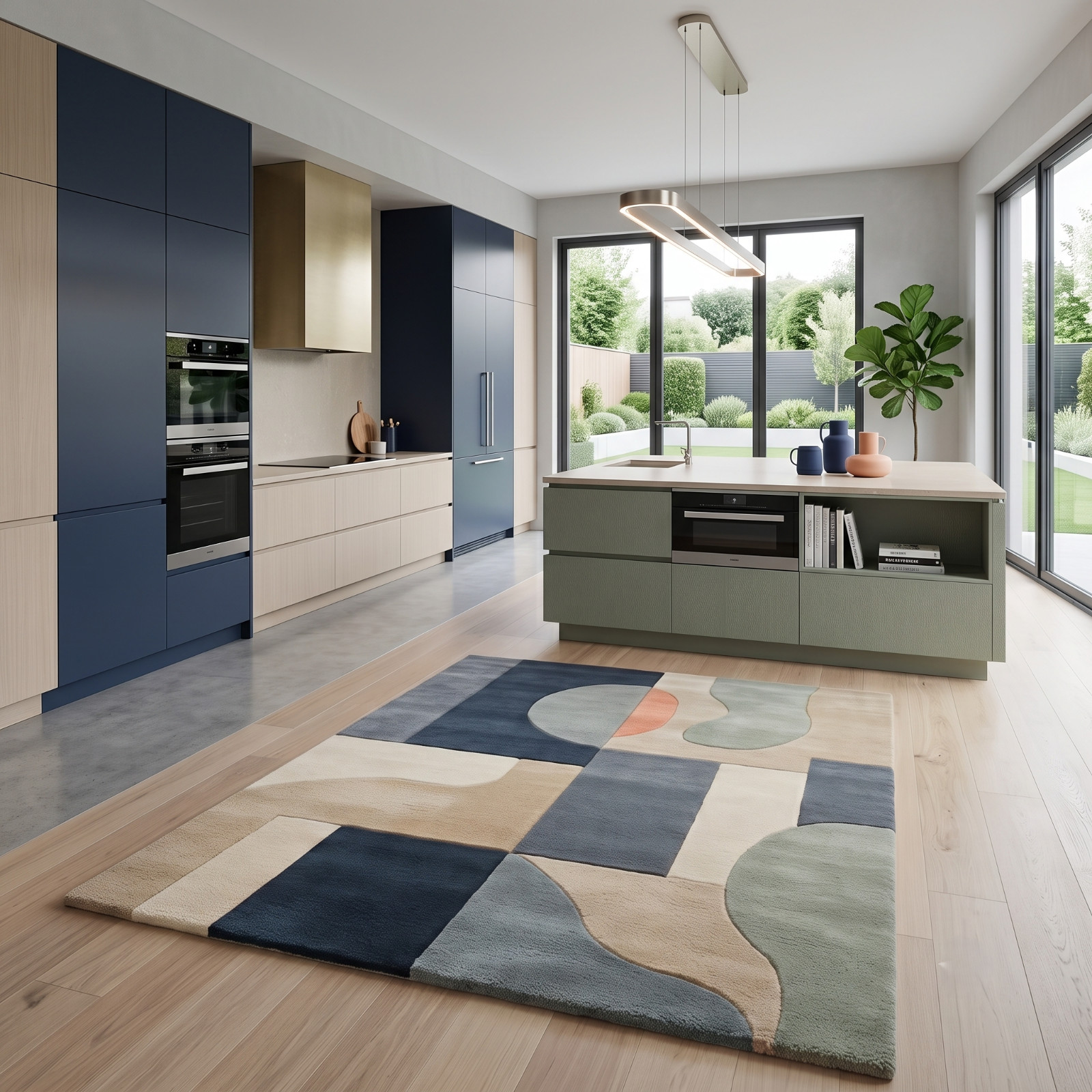 9×12 Hand Tufted Wool Area Rug Modern Geometric Color Block Carpet Living Room