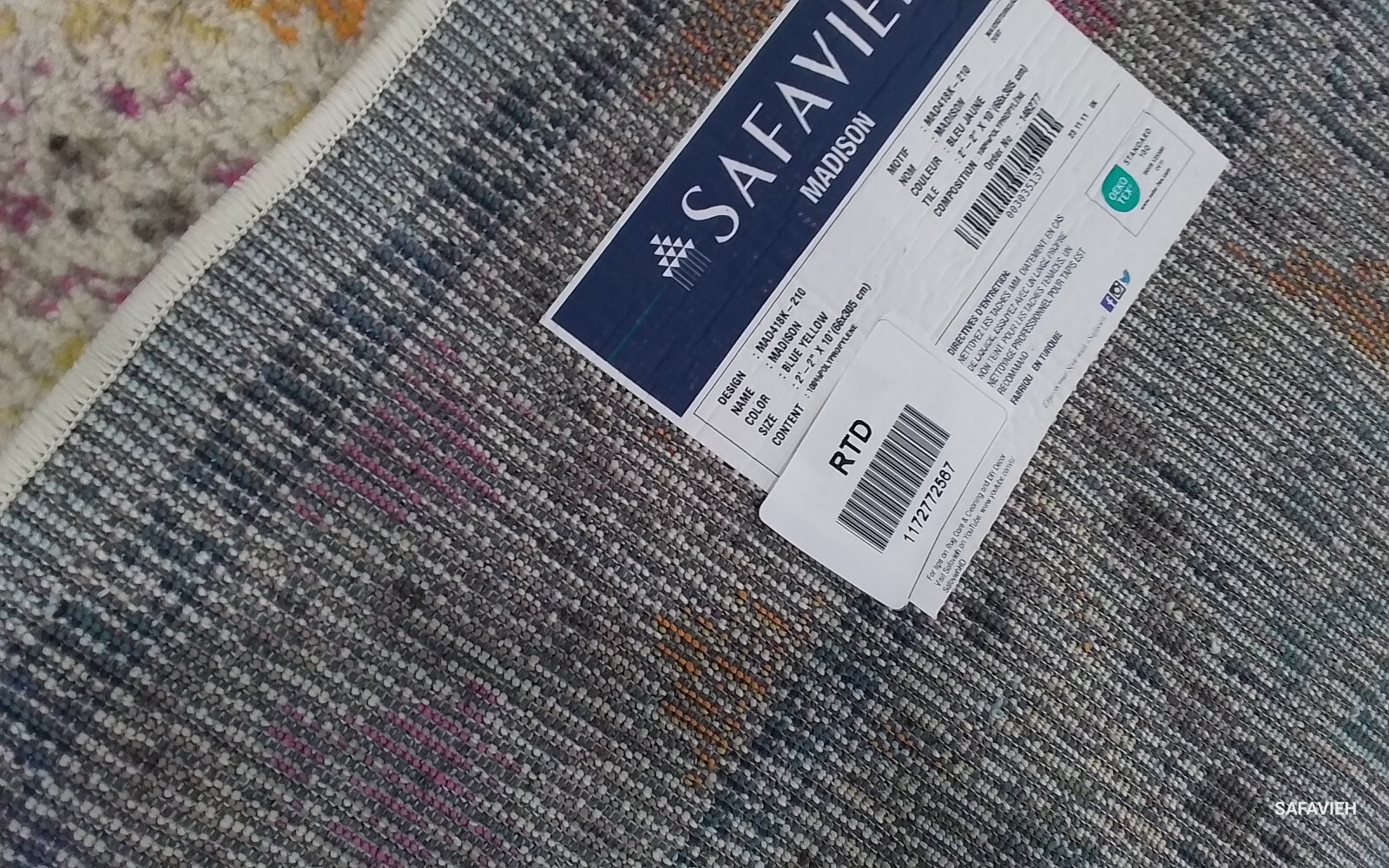 BLUE / YELLOW 2′-2″ x 10′-0″ Back Stain Rug Reduced Price 1172772567 MAD418K-210