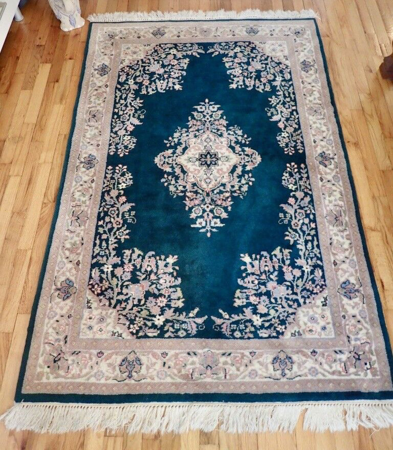 Vintage Genuine Noorjehan 4’x6′ Carpet India Wool Rug & Certificate Of Appraisal