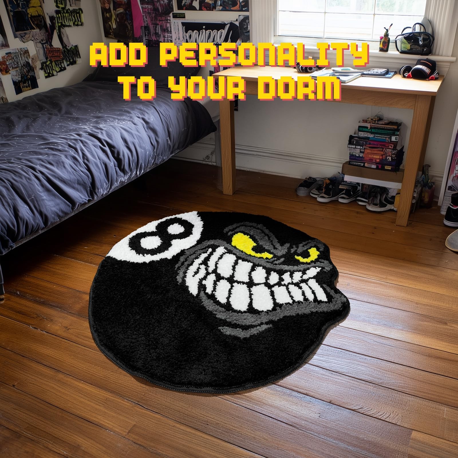 8 Ball Rug Y2K Style – Cool Funky Eight Ball Carpet for Bedroom, Dorm, Game R…