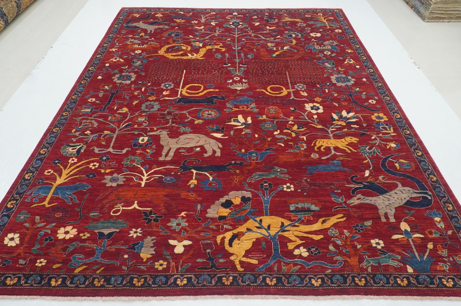 8×10 ft Red Animal Gabbeh Afghan Hand Knotted Wool Tribal Rug