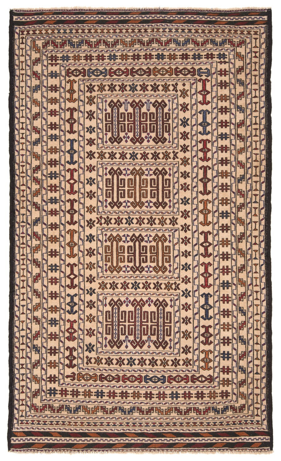 Kelim Soumak 203×120 cm Handwoven Oriental Rug Nomadic Kilim Soumak Beige