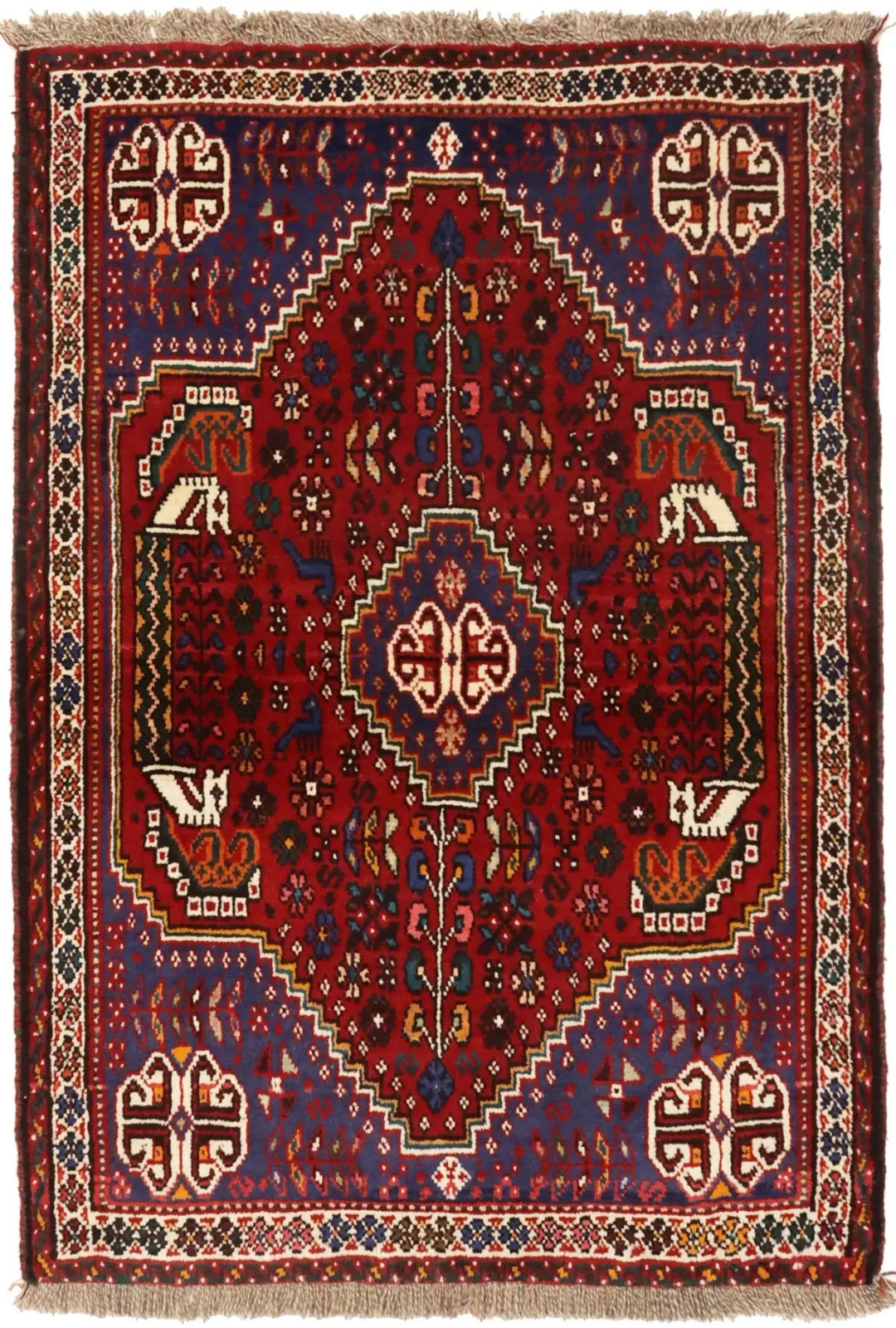 Handmade Equestrian Design Tribal Oriental Area Rug Farmhouse Carpet 3’4X4’9 ft
