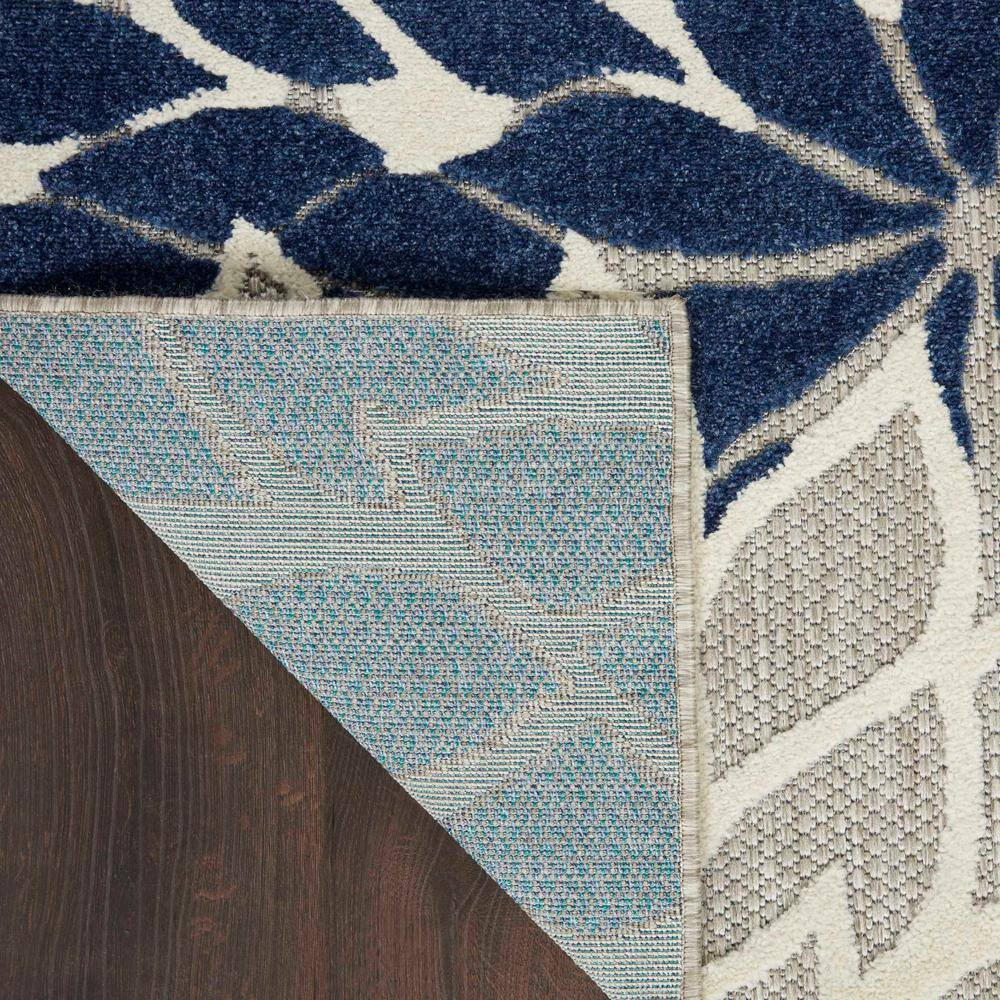 Aloha Ivory/Navy 2 Ft. X 6 Ft. Kitchen Runner Floral Modern Indoor/Outdoor Patio