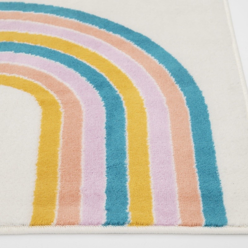 Whimsical Rainbow Arches Area Rug Indoor Use Durable Stain Fade Resistant Mat