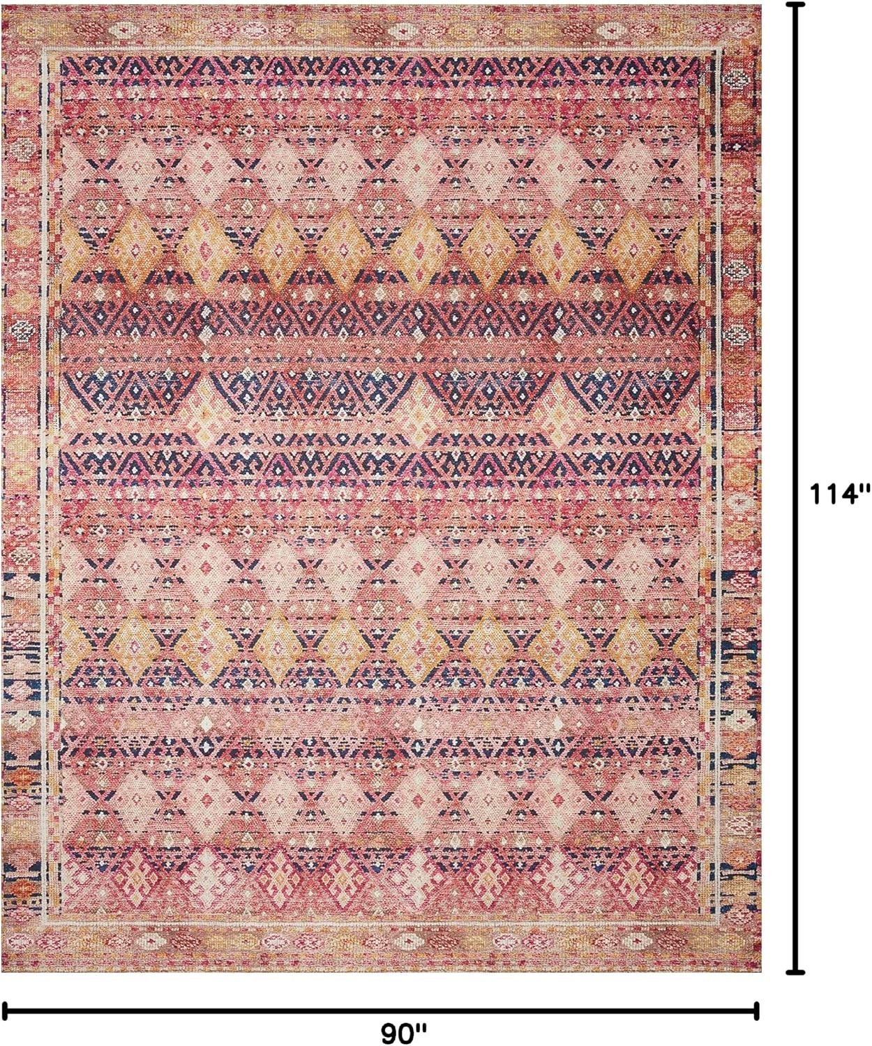 Layla Collection LAY-15 Magenta/Multi 7′-6″ x 9′-6″ .13″ Thick Area Rug, Soft…