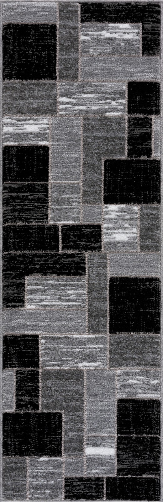 L’Baiet Verena Black Geometric 2 ft. x 6 ft. Runner Rug