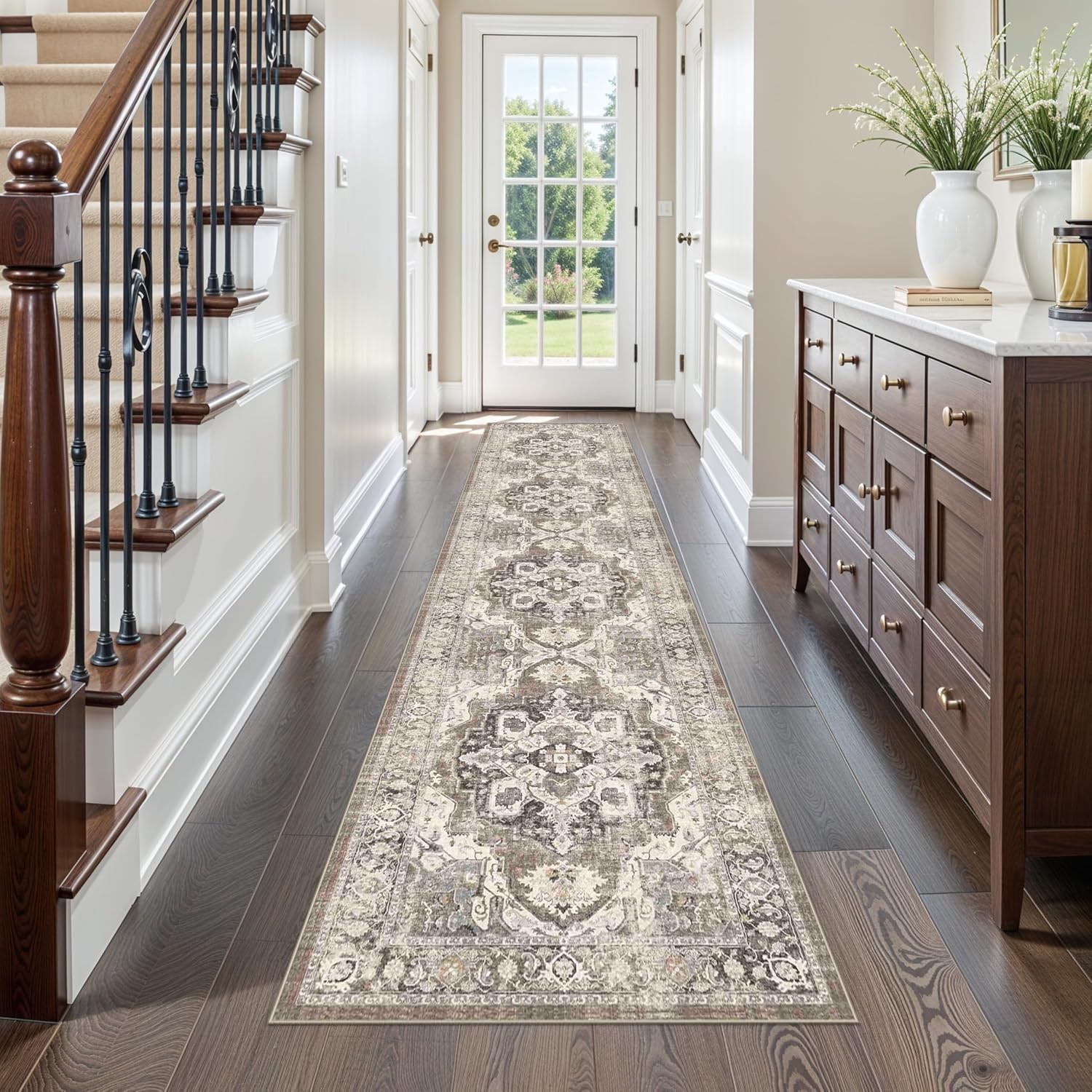 2×10 Non-Slip Runner Rug for Hallways & Kitchen, Soft Washable Area Rug