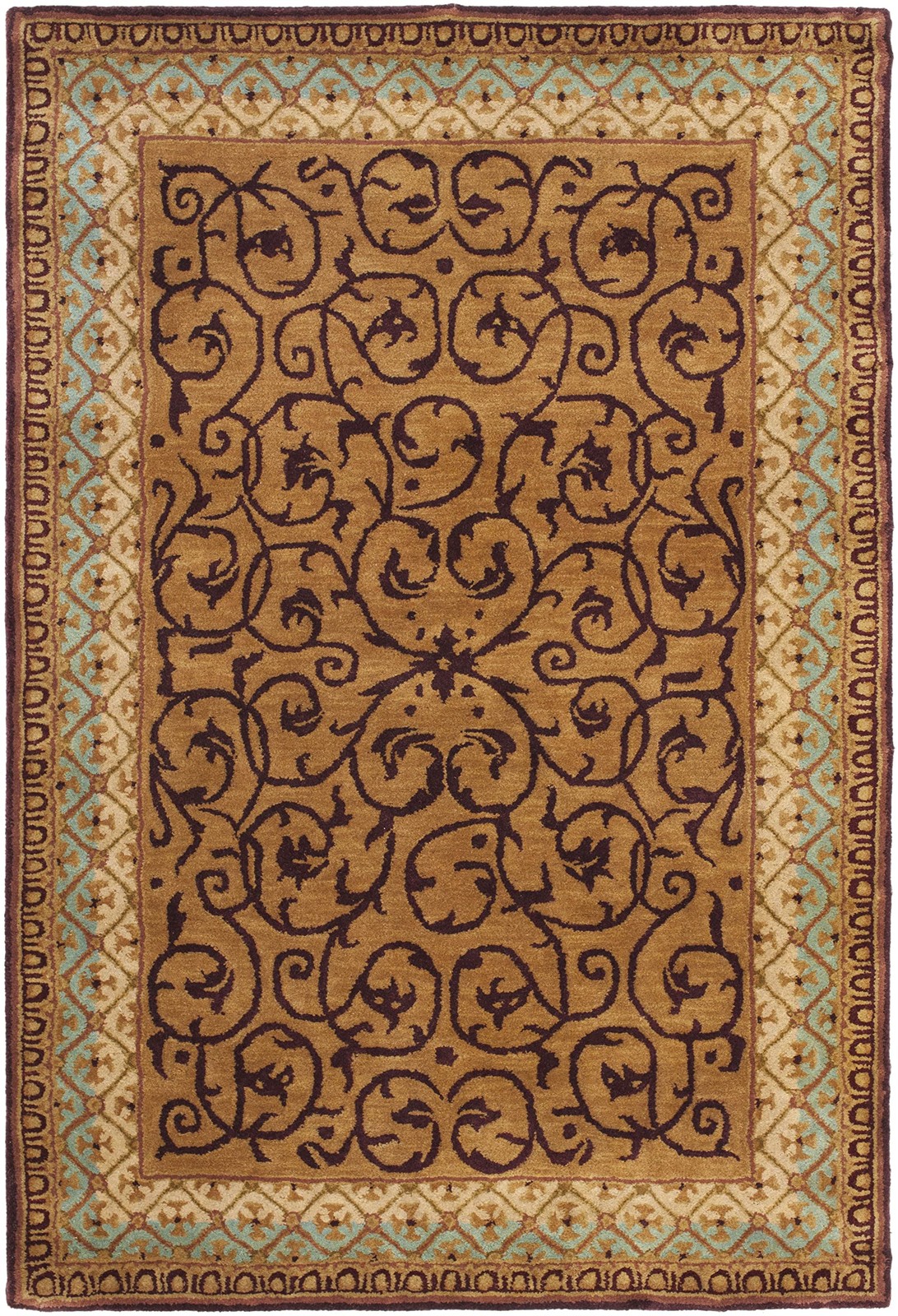 Empire Collection 3′ x 5′ Brown / Blue EM425A Handmade Traditional European P…