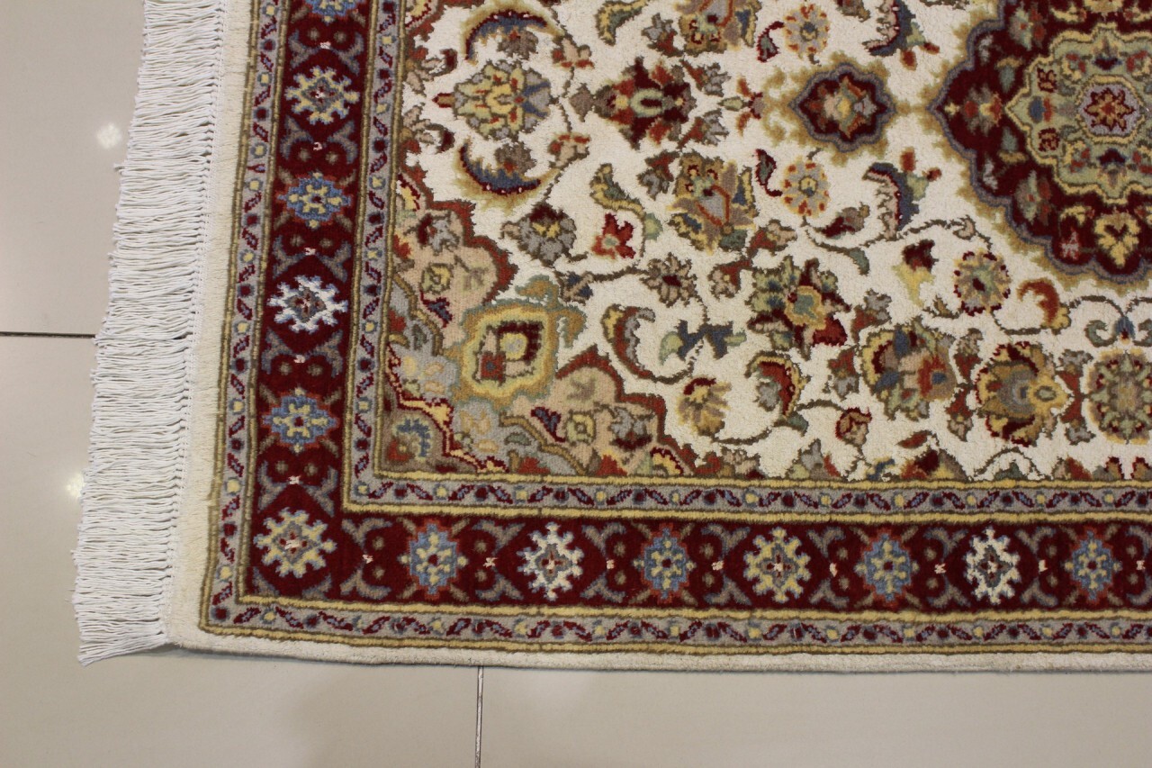 Rugstc 3×5 Senneh Pak Persiann Ivory Rug, Hand-Knotted,Floral with Silk/Wool