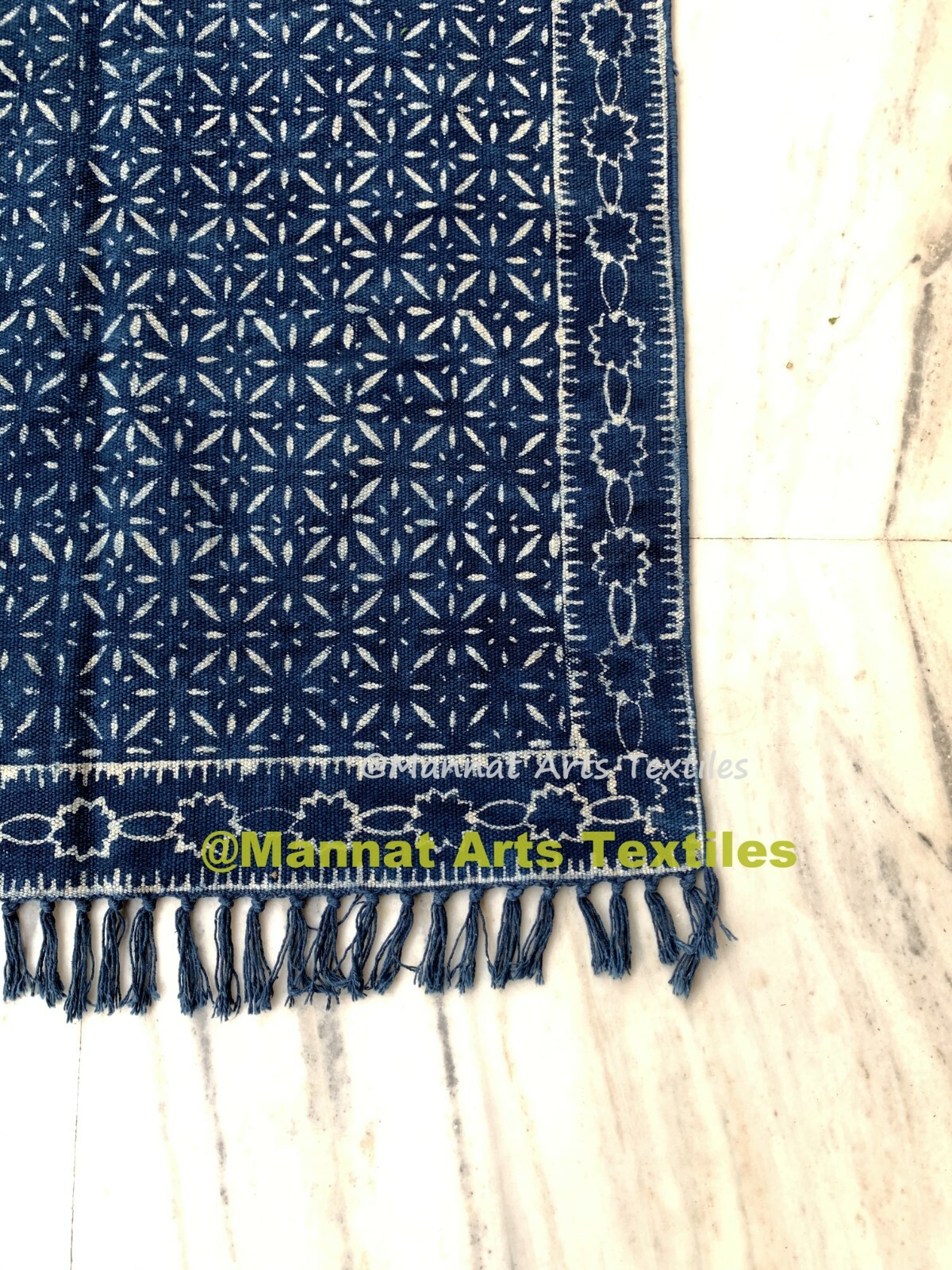 Blue Indigo Rug Area Rug Dari Rug Cotton Handmade Floor Rug Throw Runner 2×3 Ft