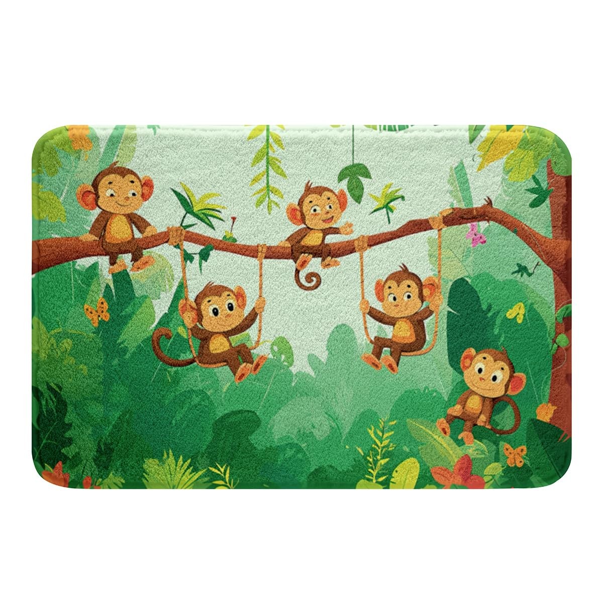 Monkey Bath Rugs for Bathroom Non Slip Absorbent Bathroom Rugs Men Cute Zoo A…