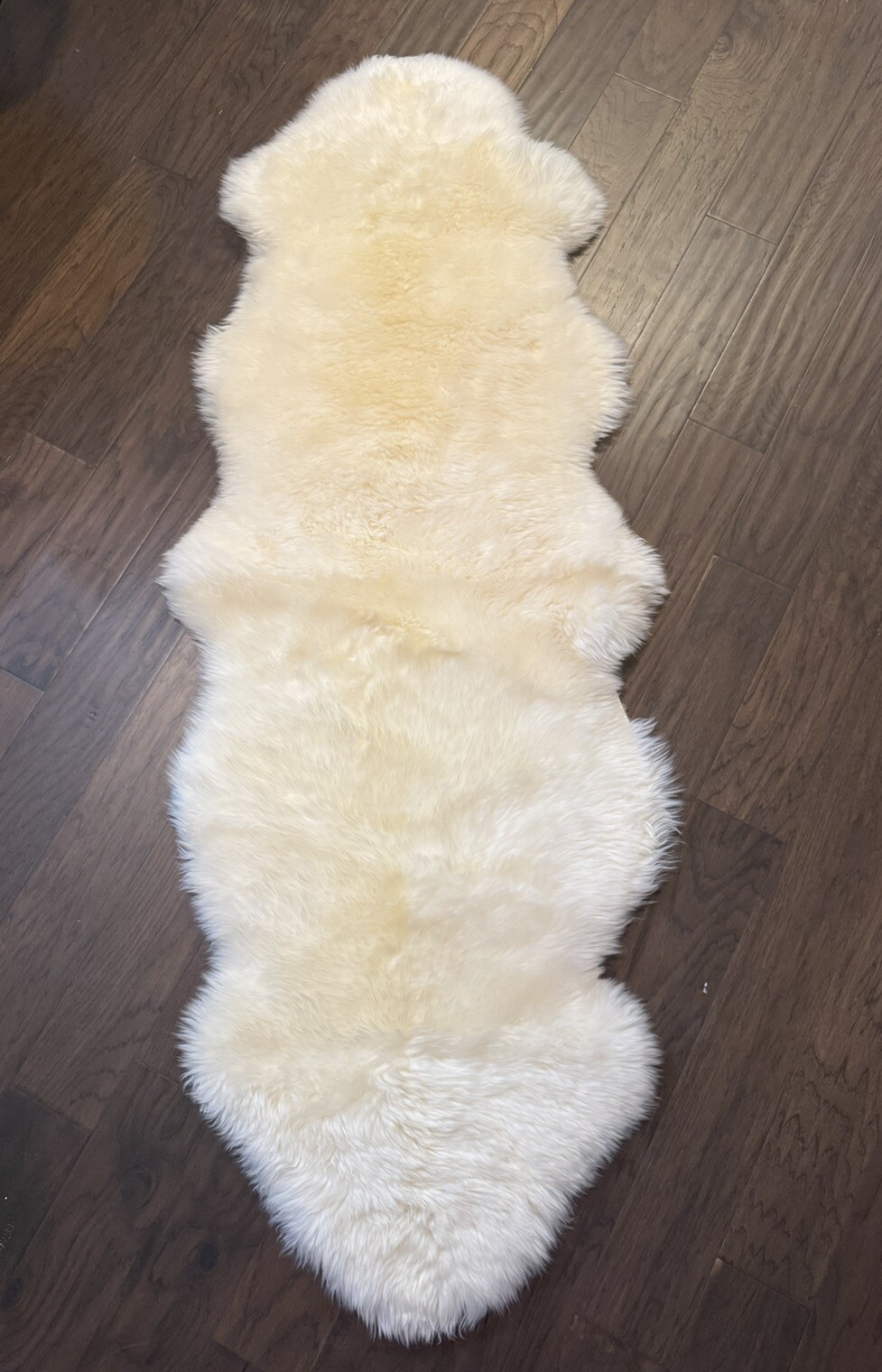 Pottery Barn Natural Sheepskin Wool Double Pelt Rug Mat 2 X 6′ Ivory New! Read