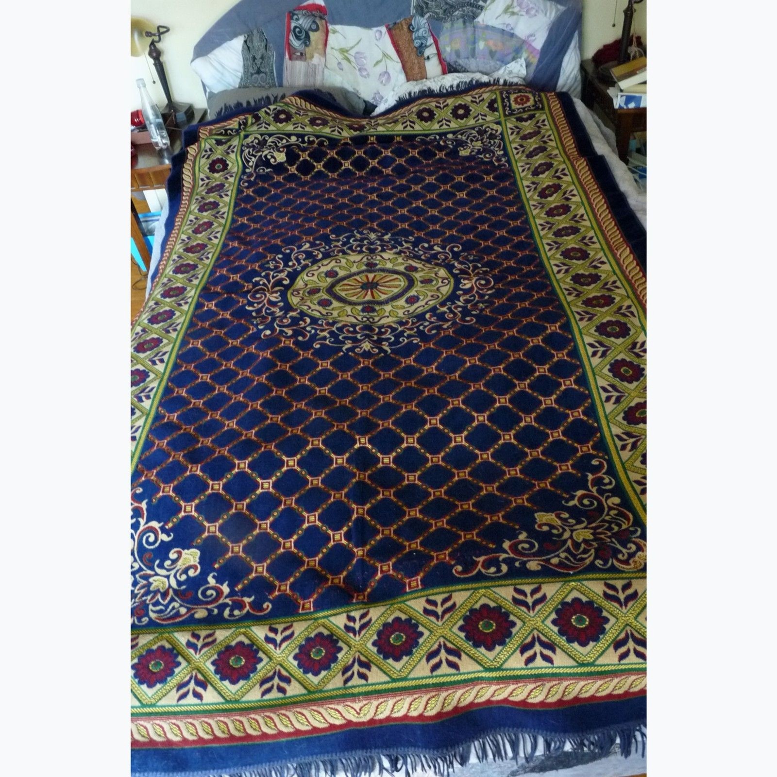 Vintage Selin Kadife Soft Plush Rug / bedspread Vibrant Colors Turkey 62×90″