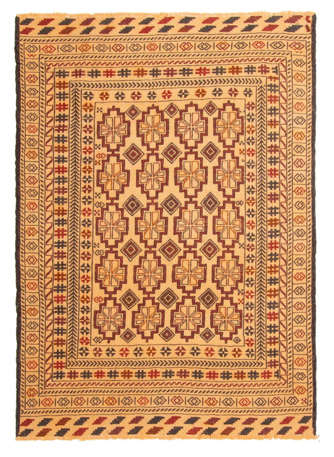 Vintage Hand Woven Area Rug 4’4″ x 5’10” Traditional Wool Oriental Carpet