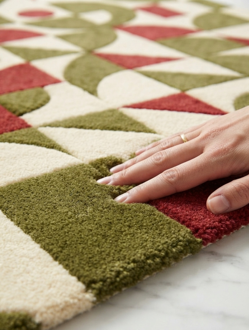 Hand Tufted Wool Area Rug Modern Geometric Abstract Carpet Custom Size Rug