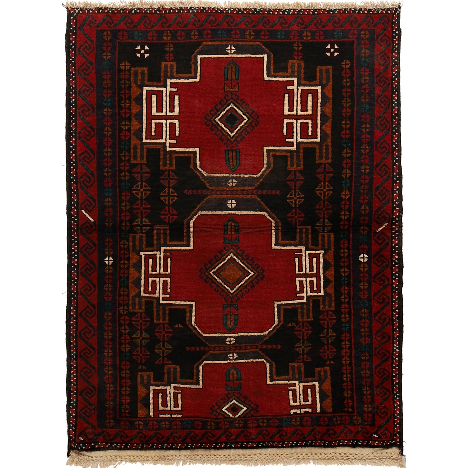 Oriental Small Sized Rug Handmade Traditional Tribal Carpet Rug 3’2×4’3ft R24196