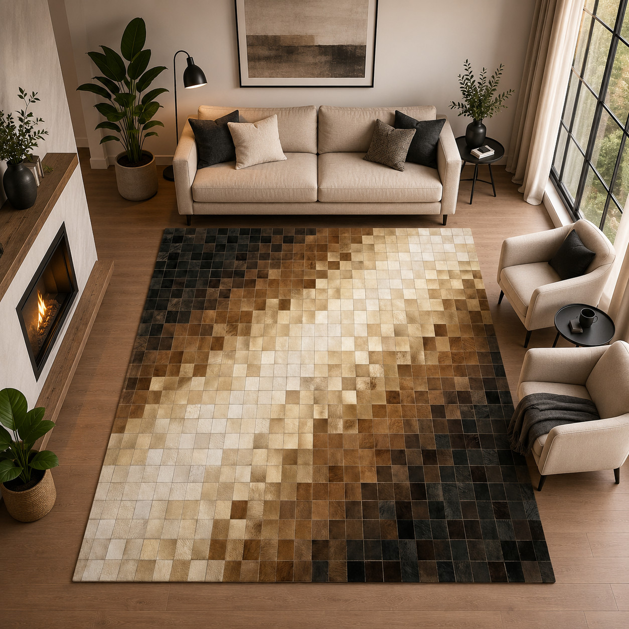 Handmade Real Cowhide Leather Patchwork Rug Hair On Hide Area Carpet 6×9,8×10