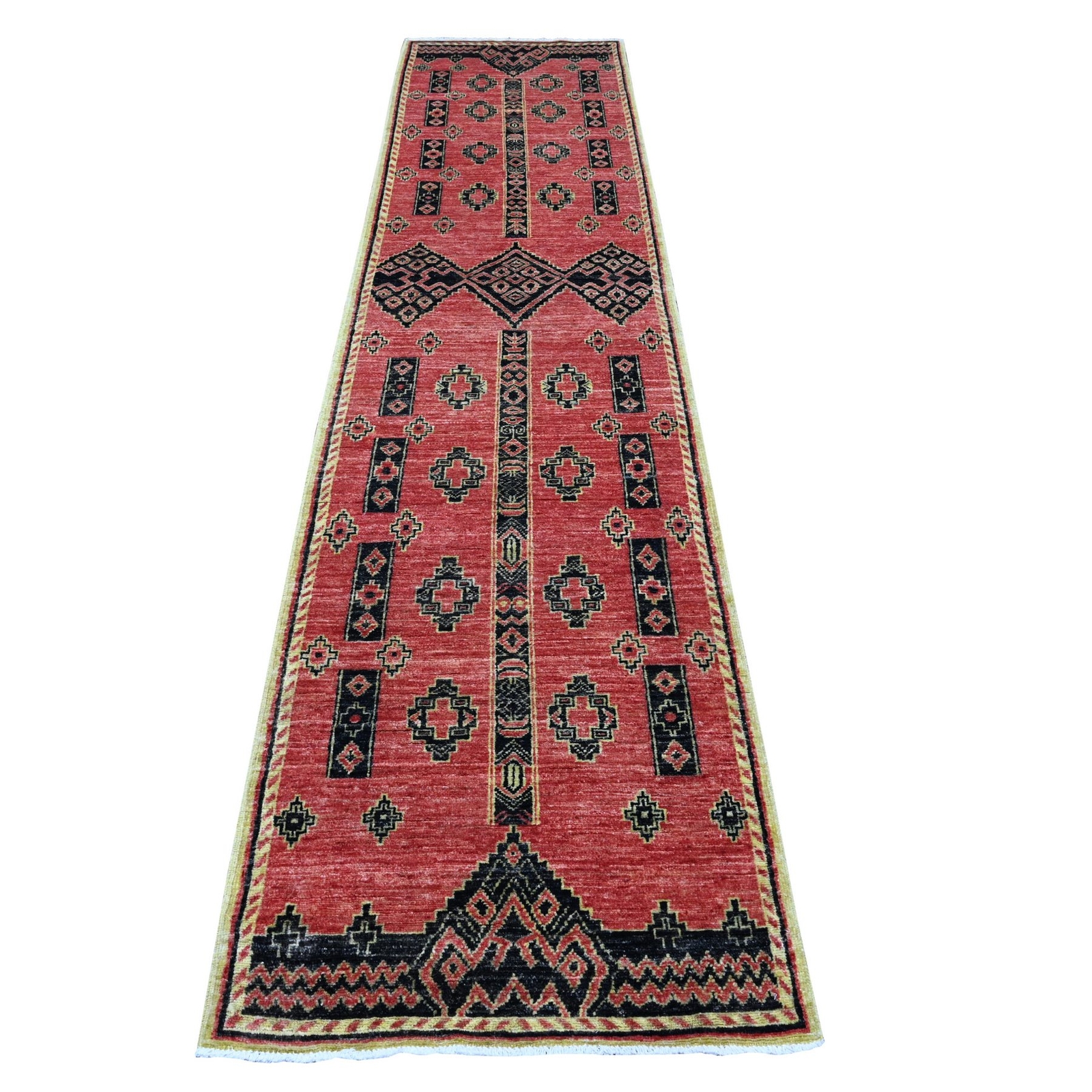 2’7″x11’2″ Indian Red Peshawar With Berber Influence Runner Oriental Rug R89615
