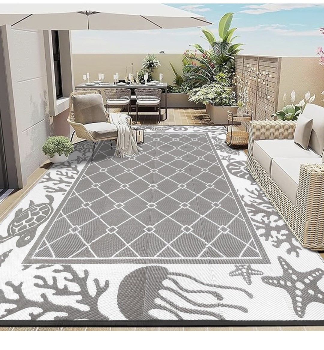 Waterproof Reversible Outdoor Rug Plastic Straw Patio Camping Mat RV Carpet 8×10