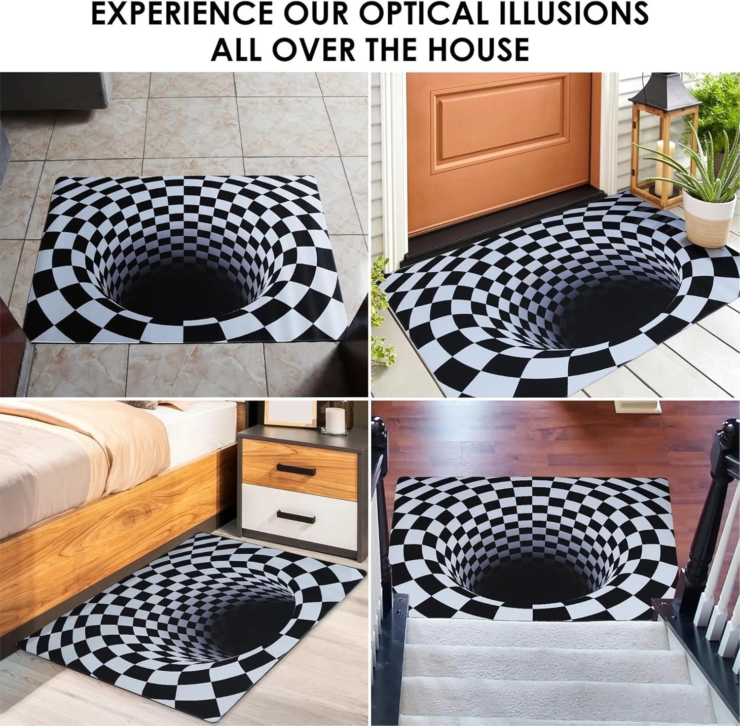 Modern 3D Vortex Illusion Floor Mat, 31.5×20 Inch – Stylish Indoor/Outdoor Use
