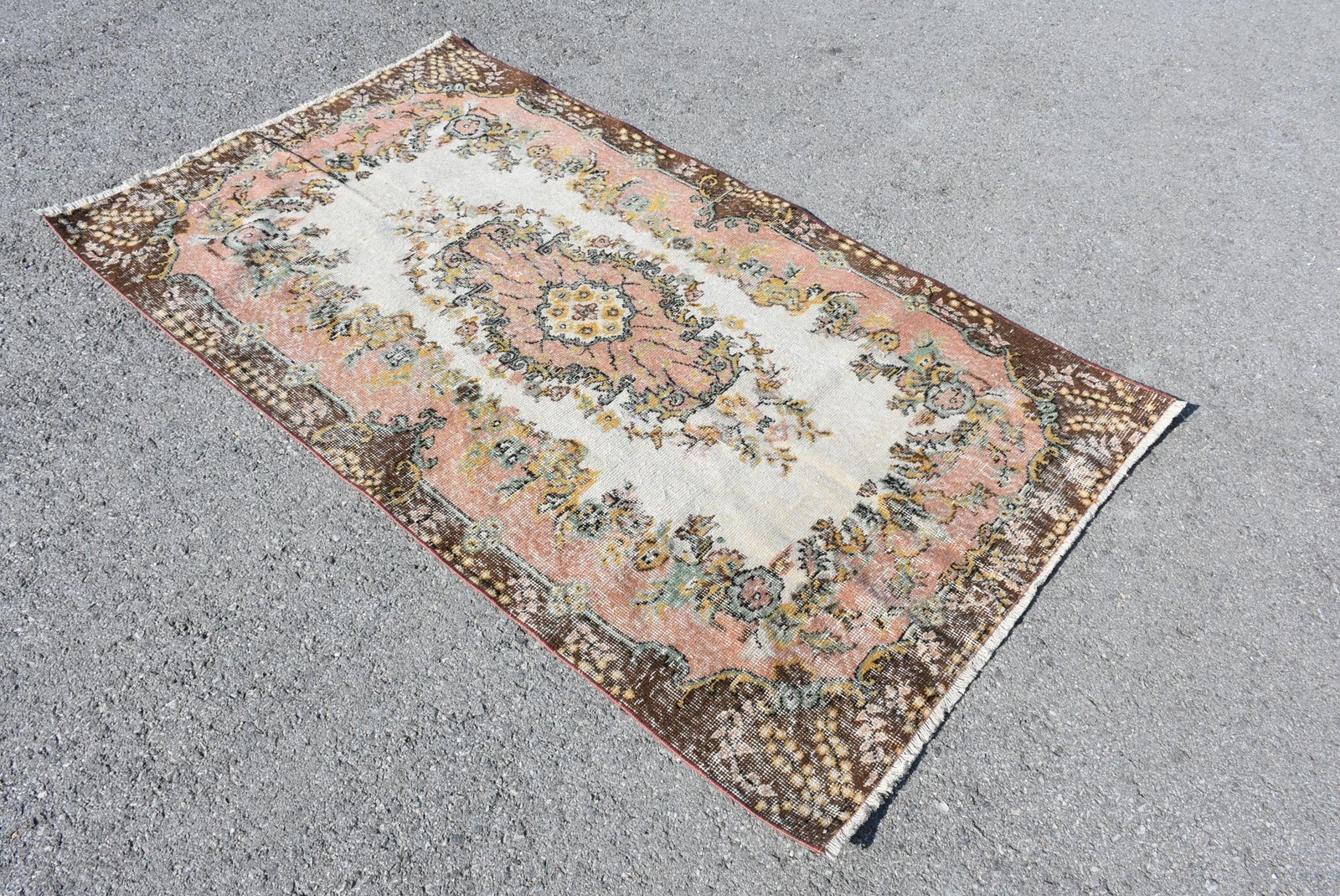 3,8×6,5 ft Rug, Area Vintage Rug, Brown Ikat Rug