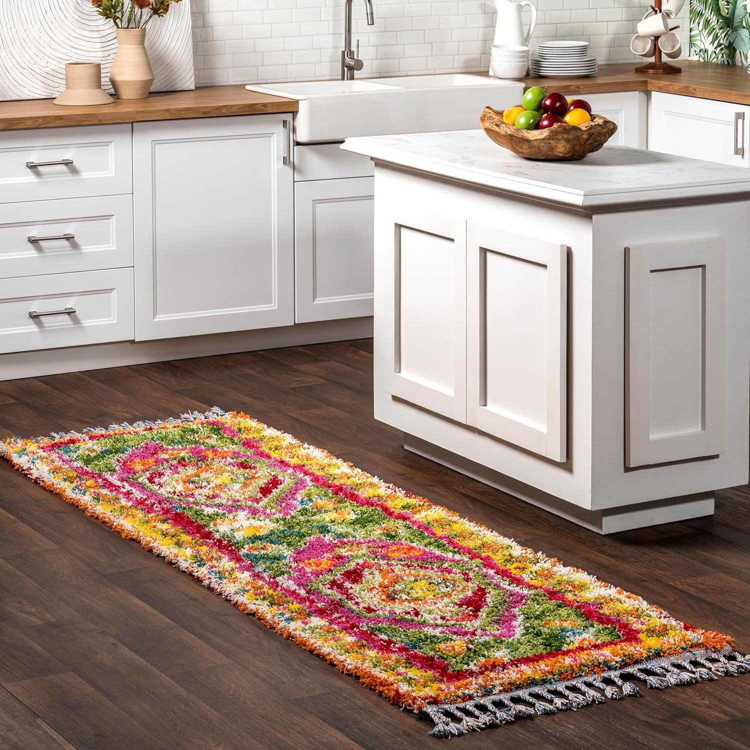 Shania Multicolor Ivory Moroccan Shag Runner – Soft, Durable, Easy Clean 2’8″x8