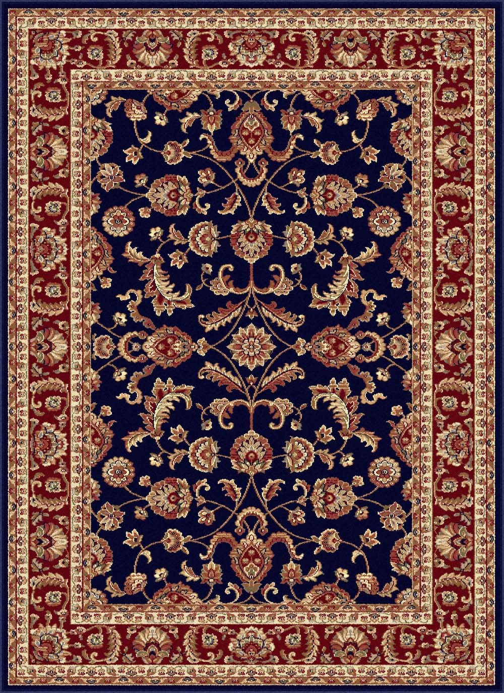 5×7 Sensation Blue Vines Leaves Bordered 4797 Area Rug – Approx 5′ 3″ x 7′ 3″