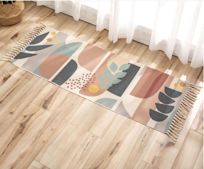 New BoHo Macrame cotton rug with tassel runner carpet bathroom mat 2*5ft 2*6ft