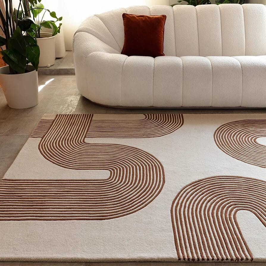 Hand tufted carpet living room, boho home decor personalized rug floor rug wool