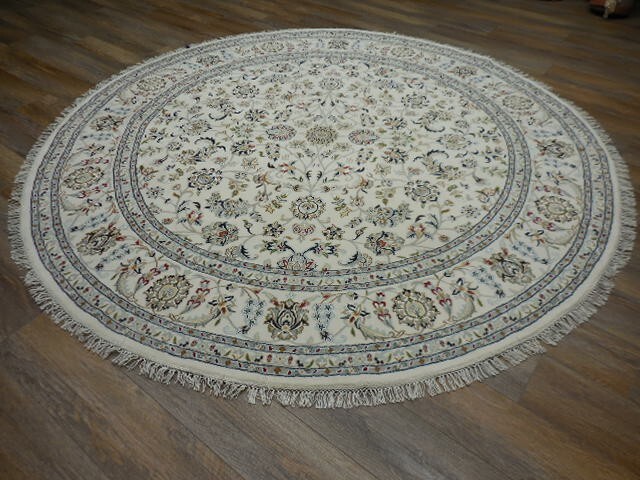 Turkish Silk&wool Rug,Hand Made Hereke Bohemian Turkish Round Rug 8×8 Ft