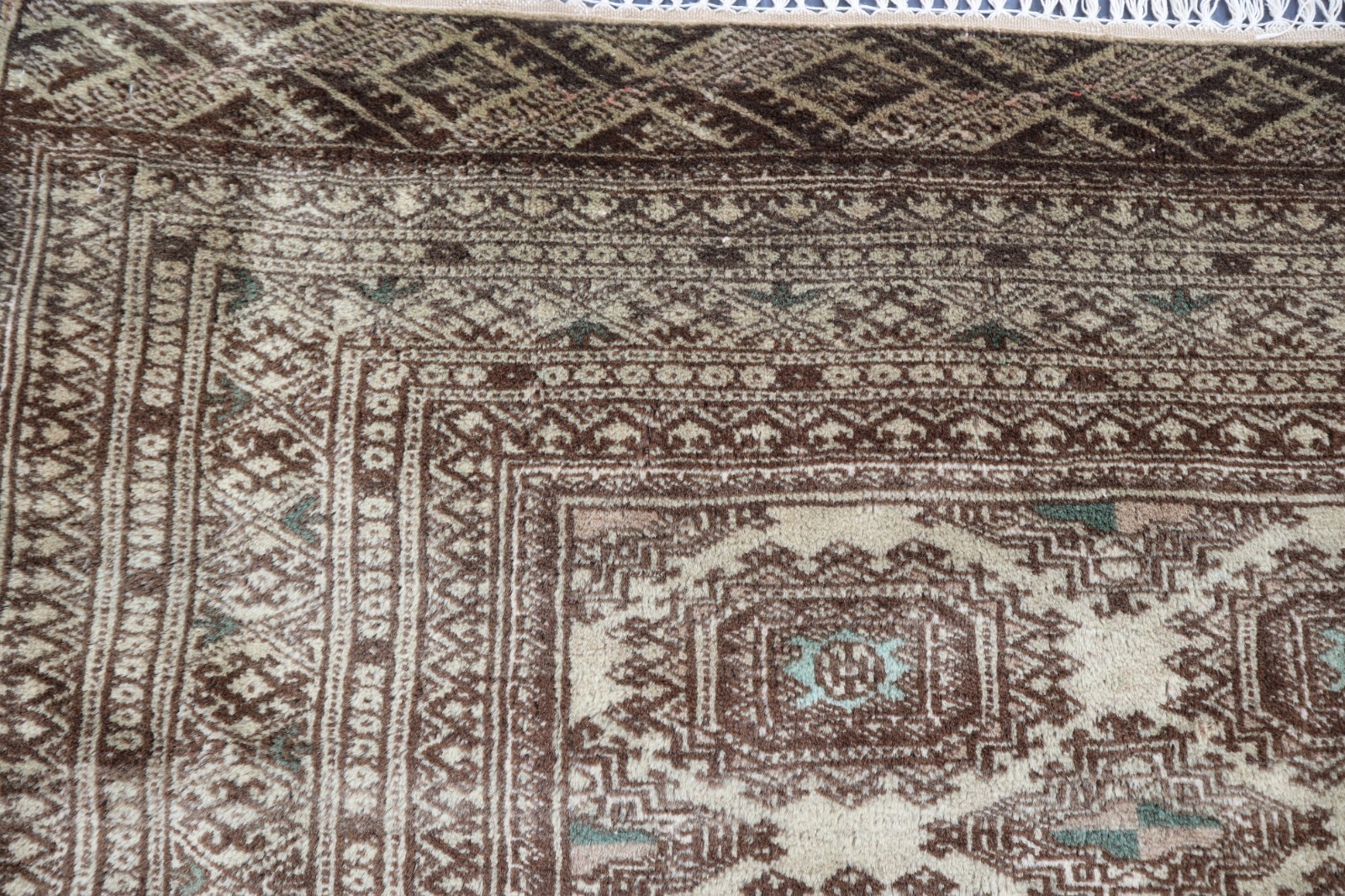 Beige Gray 4×6 ft Turkmen Vintage Tribal Rug, Afghan Handmade Rug, Kitchen Rug