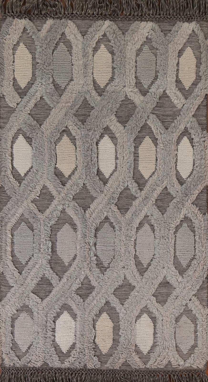 Trellis Moroccan Wool Area Rug 5×8 Multi Level Loop Pile Modern Hand-made Carpet
