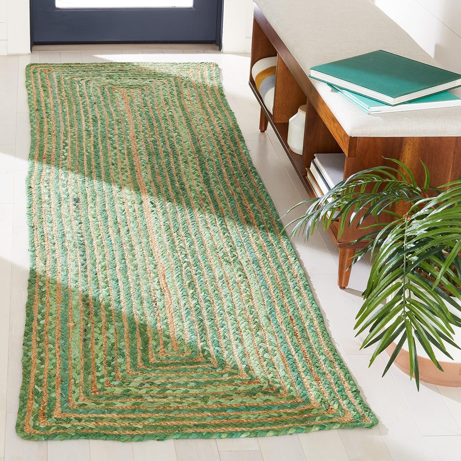 Rug Jute Cotton Rectangle Carpet Area Rug Hand Braided Floor Mat Indian Rug
