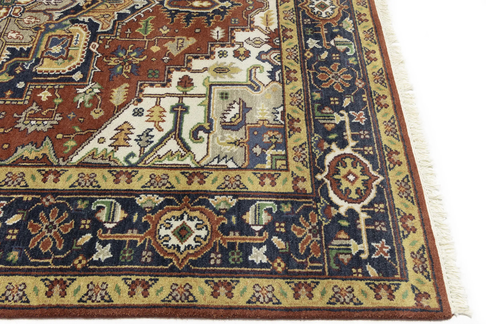 Handmade Heriz Serapi Oriental Rug Large Floral Carpet Farmhouse Decor 8X10 ft